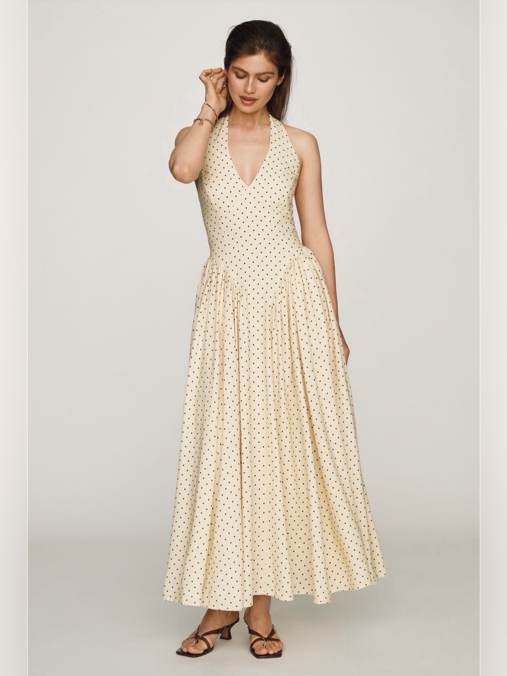 Hutch Anthropologie Halter Polka Dot Dress Yellow Size 8 Petite